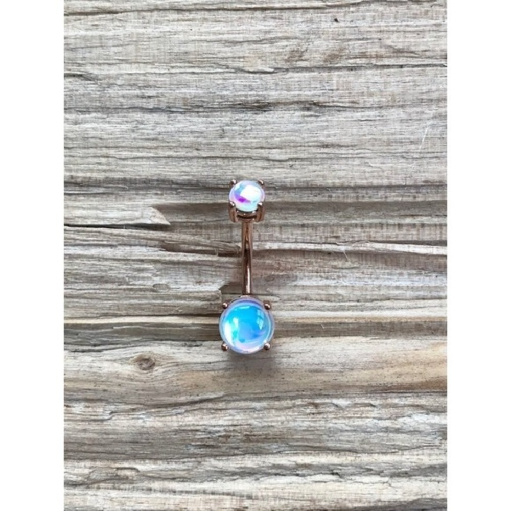 Rose Gold Holographic Belly Button Ring